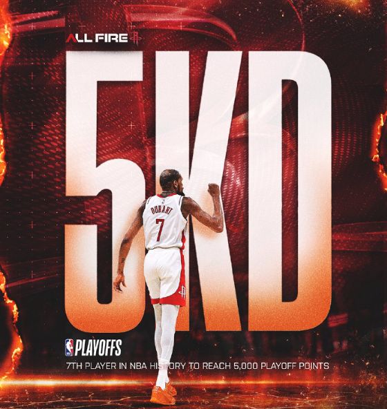 杜兰特复出轰23分创多项季后赛纪录 火箭客场告